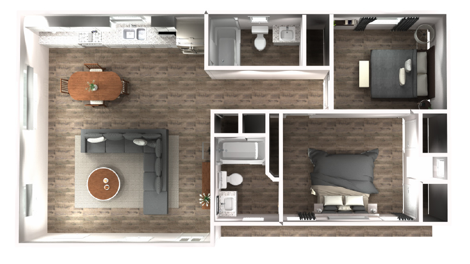 877 sq ft home floorplan